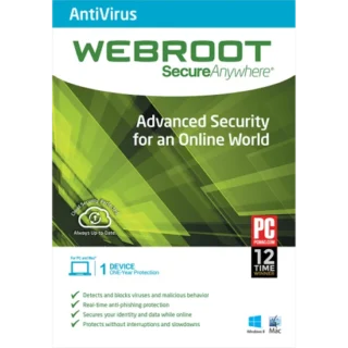 Webroot SecureAnywhere Antivirus – 1-Year / 1-Device